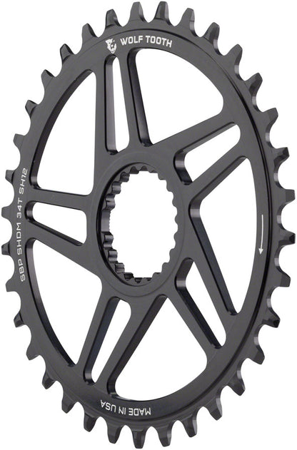 Wolf Tooth Direct Mount Chainring - 34t Shimano Direct Mount For Super Boost+ Cranks Requires 12-Speed Hyperglide+ Chain BLK