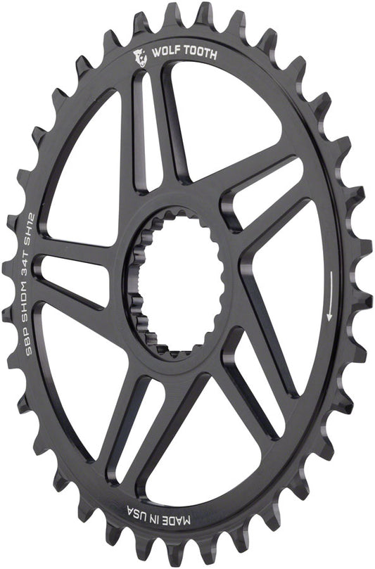 Wolf Tooth Direct Mount Chainring - 34t Shimano Direct Mount For Super Boost+ Cranks Requires 12-Speed Hyperglide+ Chain BLK-Goodwynn's