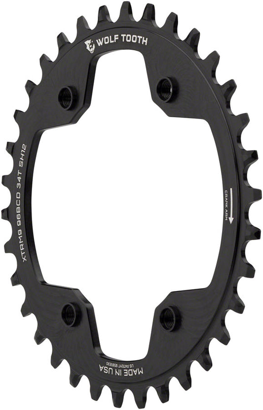 Wolf Tooth 96 BCD Chainring - 32t 96 Asymmetric BCD 4-Bolt For Shimano Cranks Use 12-Speed Hyperglide+ Chain BLK-Goodwynn's