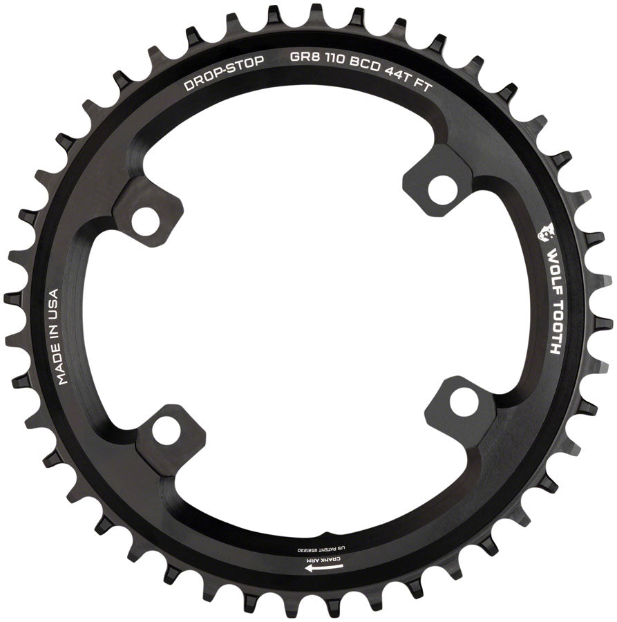 Wolf Tooth Shimano 110 Asymmetric BCD Chainring - 36t 110 Asymmetric BCD 4-Bolt Drop-Stop Flattop For Shimano GRX Cranks BLK-Goodwynn&#39;sGoodwynn&#39;s