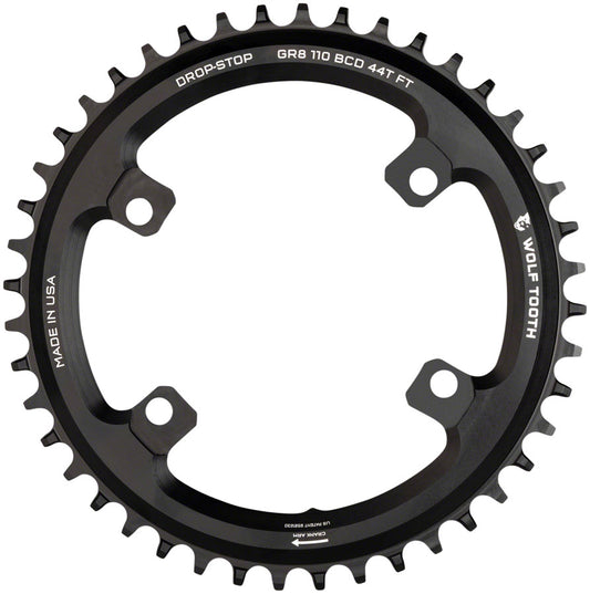 Wolf Tooth Shimano 110 Asymmetric BCD Chainring - 36t 110 Asymmetric BCD 4-Bolt Drop-Stop Flattop For Shimano GRX Cranks BLK-Goodwynn's