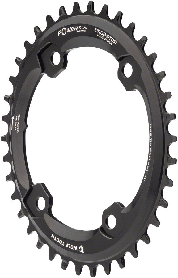 Wolf Tooth Elliptical Shimano 110 Asymmetric BCD Chainring - 38t 110 Asymmetric BCD 4-Bolt Drop-Stop For Shimano GRX Cranks BLK-Goodwynn&#39;sGoodwynn&#39;s