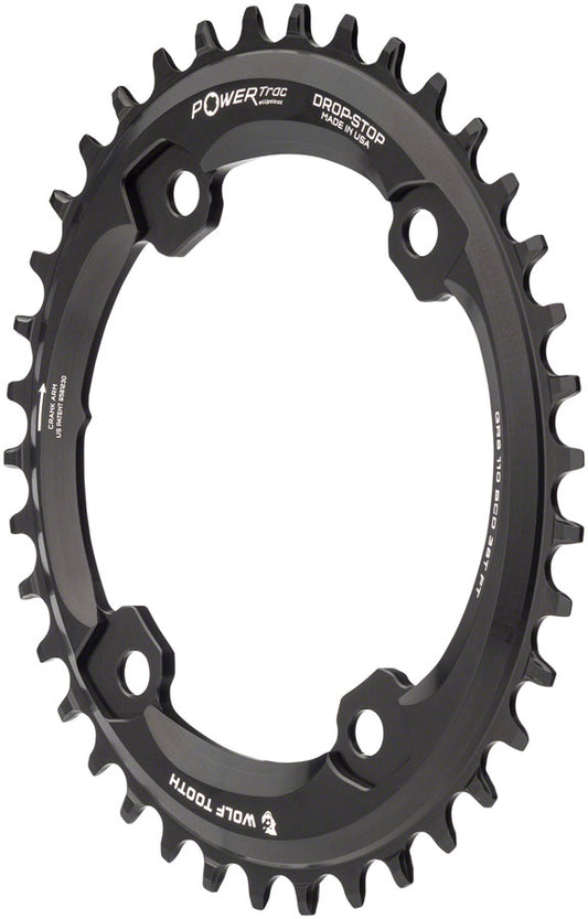 Wolf Tooth Elliptical Shimano 110 Asymmetric BCD Chainring - 38t 110 Asymmetric BCD 4-Bolt Drop-Stop For Shimano GRX Cranks BLK-Goodwynn's