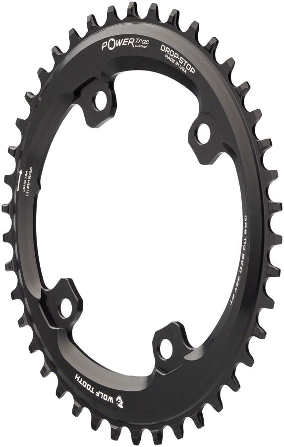 Wolf Tooth Elliptical Shimano 110 Asymmetric BCD Chainring - 42t 110 Asymmetric BCD 4-Bolt Drop-Stop For Shimano GRX Cranks BLK-Goodwynn&#39;sGoodwynn&#39;s