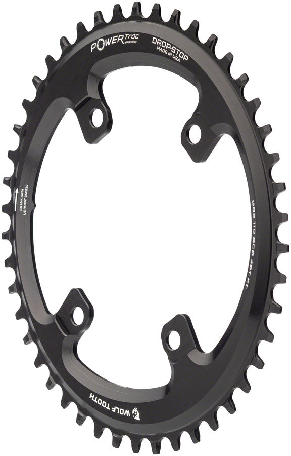 Wolf Tooth Elliptical Shimano 110 Asymmetric BCD Chainring - 46t 110 Asymmetric BCD 4-Bolt Drop-Stop For Shimano GRX Cranks BLK-Goodwynn&#39;sGoodwynn&#39;s