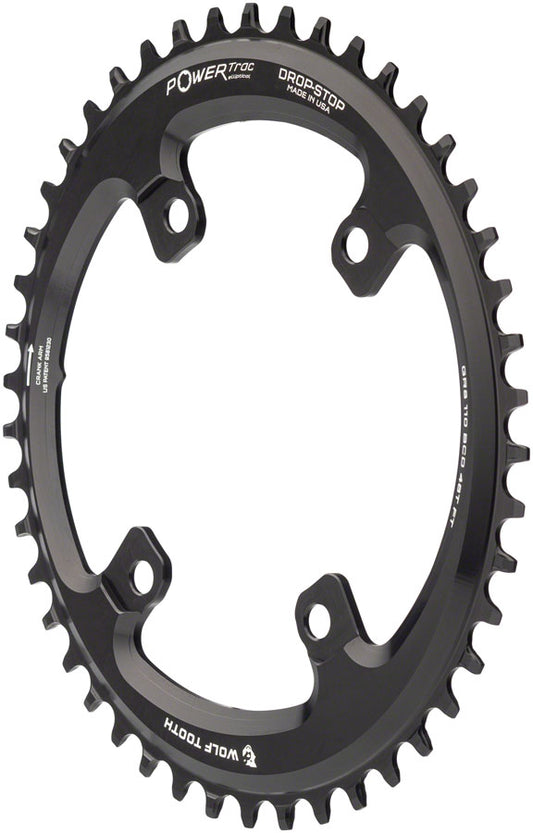 Wolf Tooth Elliptical Shimano 110 Asymmetric BCD Chainring - 46t 110 Asymmetric BCD 4-Bolt Drop-Stop For Shimano GRX Cranks BLK-Goodwynn's