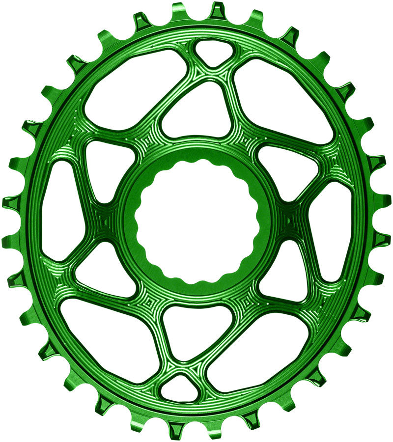 absoluteBLACK Oval Narrow-Wide Direct Mount Chainring - 32t CINCH Direct Mount 3mm Offset Green