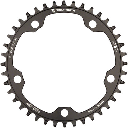 Wolf Tooth 130 BCD Road Cyclocross Chainring - 42t 130 BCD 5-Bolt Drop-Stop 10/11/12-Speed Eagle Flattop Compatible BLK