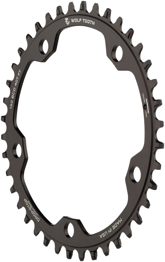 Wolf Tooth 130 BCD Road Cyclocross Chainring - 38t 130 BCD 5-Bolt Drop-Stop 10/11/12-Speed Eagle Flattop Compatible BLK-Goodwynn&#39;sGoodwynn&#39;s