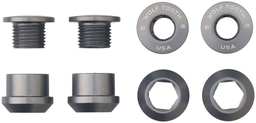 Wolf Tooth 1x Chainring Bolt Set - 6mm Dual Hex Fittings Set/4 Gun Metal-Goodwynn&#39;sGoodwynn&#39;s