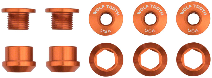 Wolf Tooth 1x Chainring Bolt Set - 6mm Dual Hex Fittings Set/5 Orange-Goodwynn&#39;sGoodwynn&#39;s