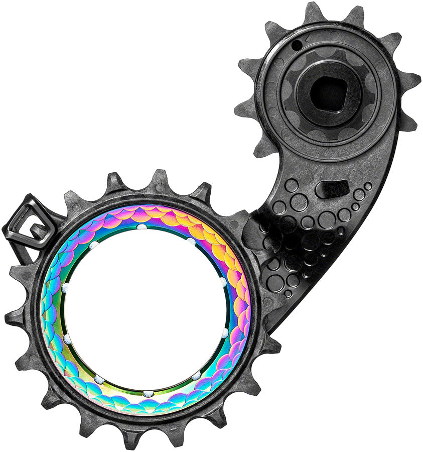 absoluteBLACK HOLLOWcage Oversized Derailleur Pulley Cage - For SRAM AXS Full Ceramic Bearings Carbon Cage PVD Rainbow