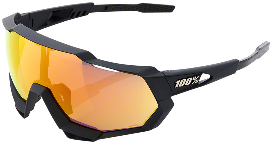 100% Speedtrap Sunglasses - Soft Tact Black HiPER Red Multilayer Mirror Lens-Goodwynn&#39;sGoodwynn&#39;s