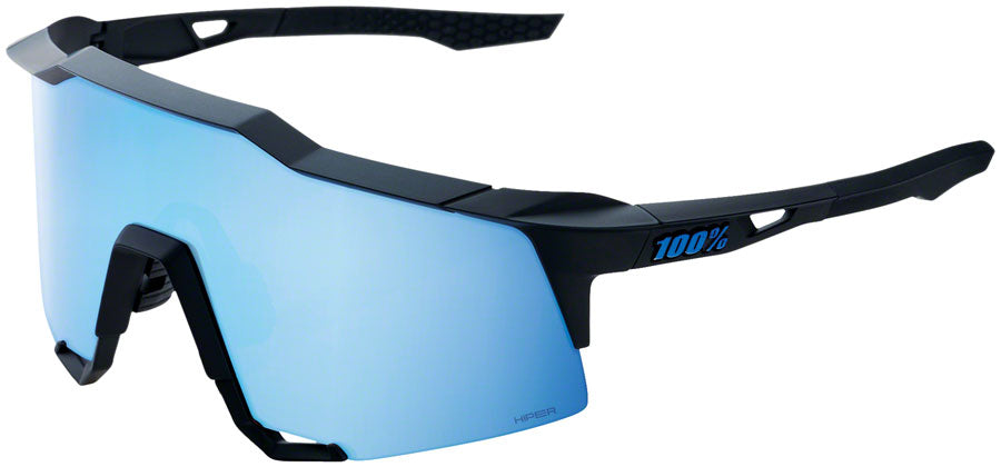 100% Speedcraft Sunglasses - Matte Black HiPER Blue Multilayer Mirror Lens-Goodwynn&#39;sGoodwynn&#39;s