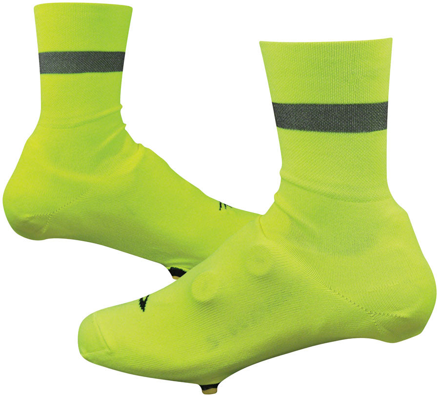 Defeet Slipstream D-Logo Reflective Shoe Covers - 4 inch Hi-Vis YLW/BLK Large/X-Large