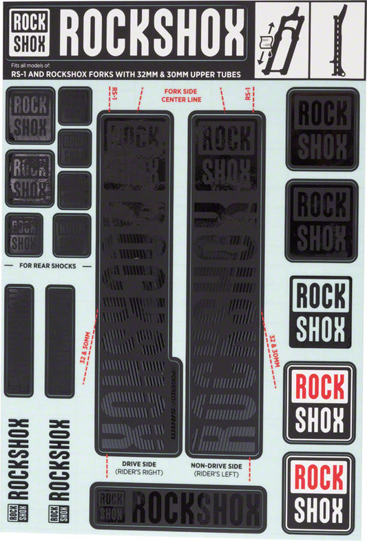 RockShox Fork Decal Kit - 30/32mm/RS1 Stealth Black-Goodwynn's