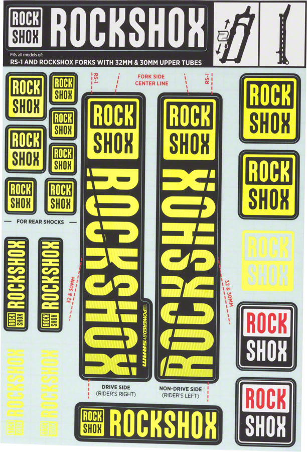 RockShox Fork Decal Kit - 30/32mm/RS1 Yellow-Goodwynn&#39;sGoodwynn&#39;s