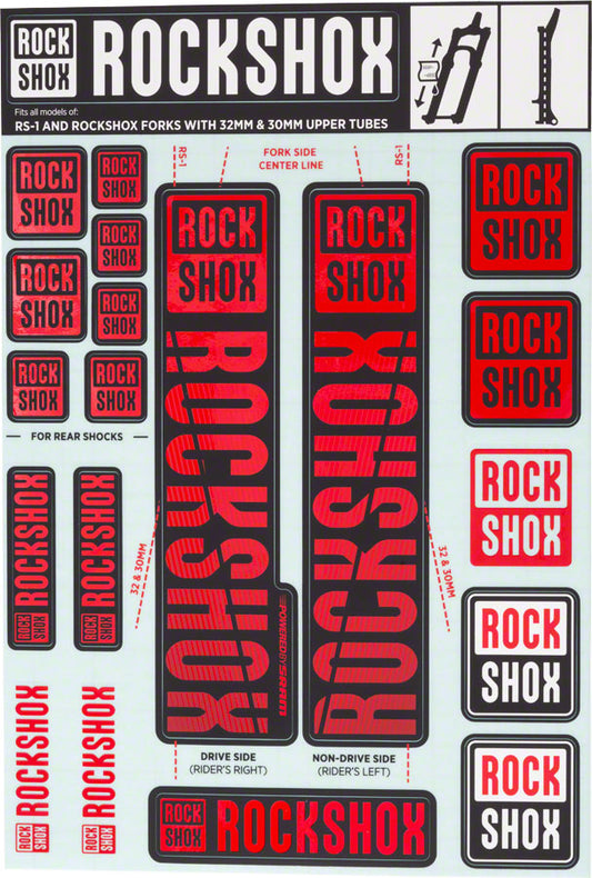 RockShox Fork Decal Kit - 30/32mm/RS1 Red-Goodwynn's