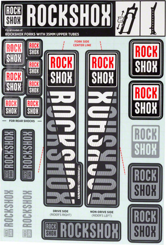 RockShox Fork Decal Kit - 35mm White-Goodwynn's