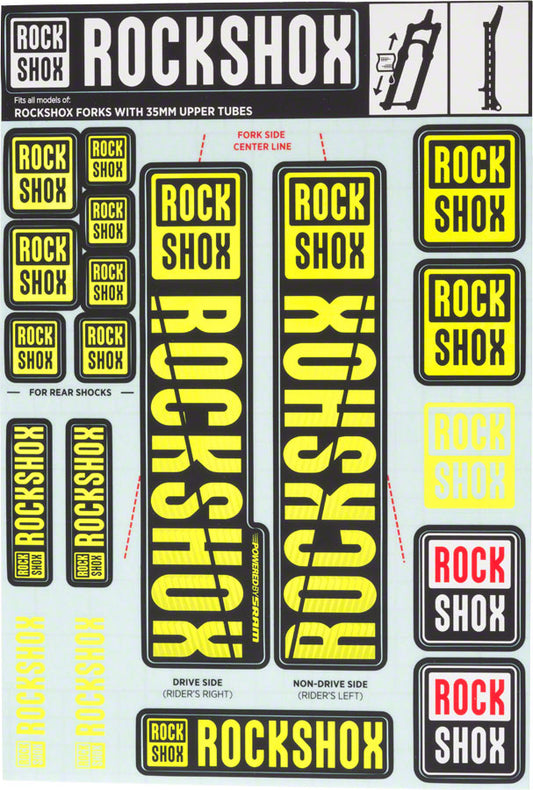 RockShox Fork Decal Kit - 35mm Yellow-Goodwynn's