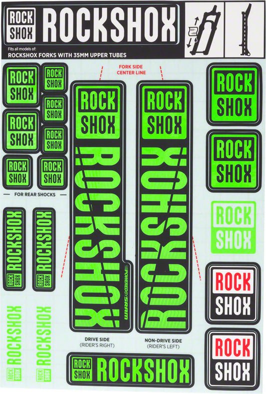 RockShox Fork Decal Kit - 35mm Green-Goodwynn's