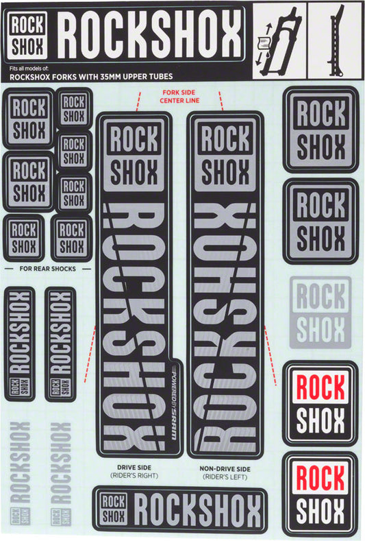 RockShox Fork Decal Kit - 35mm Gray-Goodwynn's