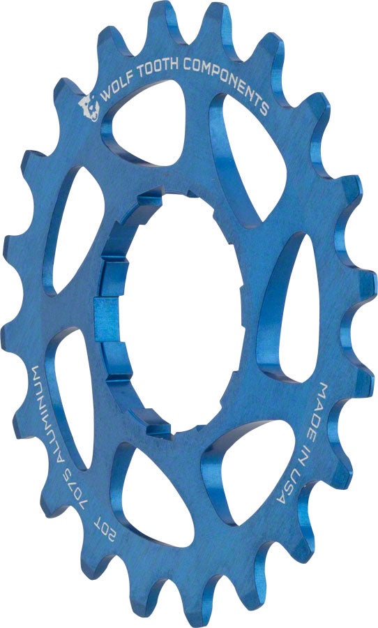 Wolf Tooth Single Speed Aluminum Cog - 20t Compatible with 3/32" Chains Blue