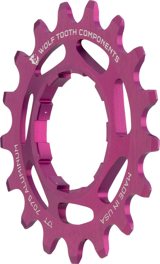 Wolf Tooth Single Speed Aluminum Cog - 17t Compatible 3/32" Chains Purple