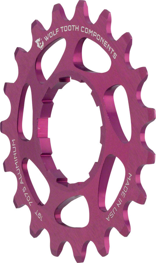 Wolf Tooth Single Speed Aluminum Cog - 19t Compatible 3/32" Chains Purple