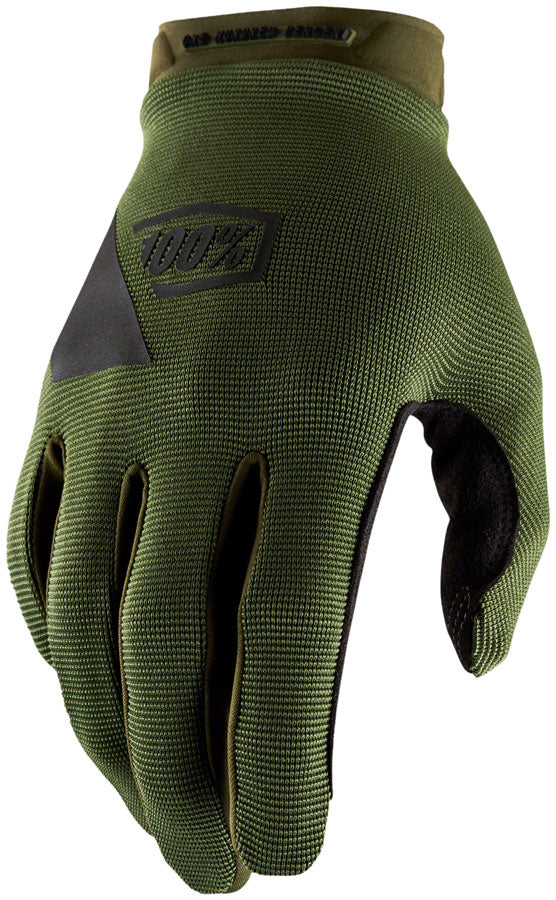 100% Ridecamp Gloves - Army Green/Black Full Finger Medium