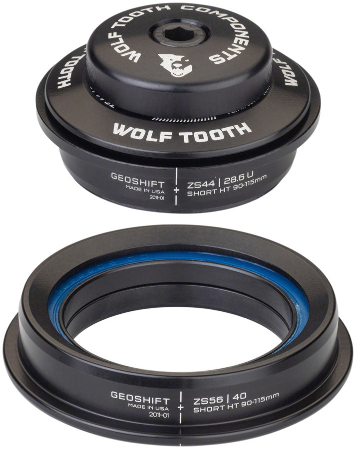 Wolf Tooth GeoShift Performance Angle Headset - 1 Deg Short ZS44/ZS56 Black-Goodwynn&#39;sGoodwynn&#39;s