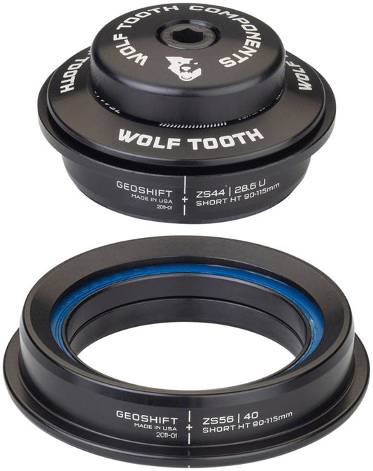 Wolf Tooth GeoShift Performance Angle Headset - 1 Deg Short ZS44/ZS56 Black-Goodwynn's