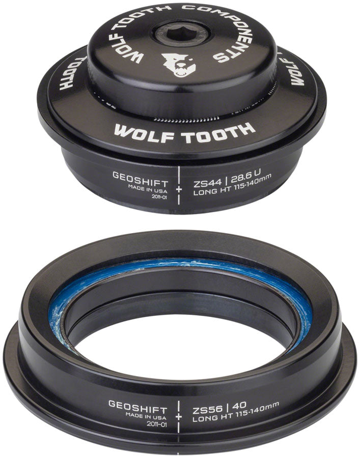 Wolf Tooth GeoShift Performance Angle Headset - 1 Deg Long ZS44/ZS56 Black-Goodwynn&#39;sGoodwynn&#39;s