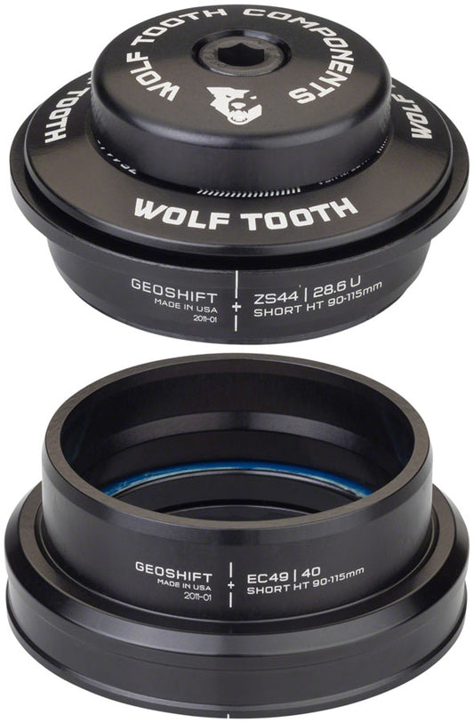 Wolf Tooth GeoShift Performance Angle Headset - 1 Deg Short ZS44/EC49 Black-Goodwynn's