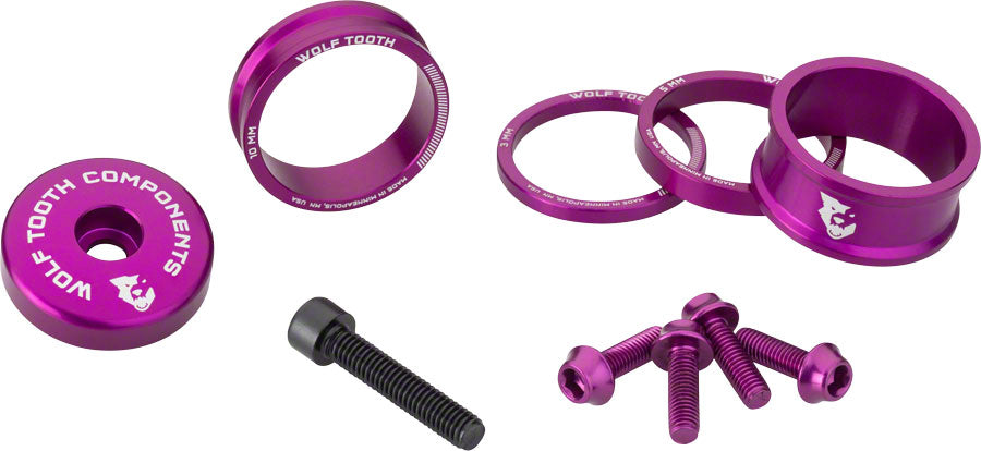 Wolf Tooth BlingKit: Headset Spacer Kit 3 510 15mm Purple-Goodwynn&#39;sGoodwynn&#39;s