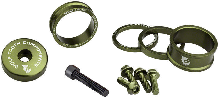 Wolf Tooth BlingKit: Headset Spacer Kit 3 510 15mm Olive-Goodwynn&#39;sGoodwynn&#39;s