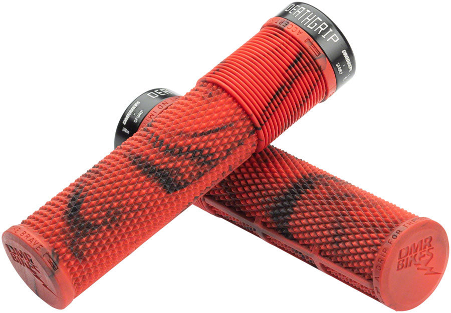 DMR DeathGrip Flangeless Grips - Thin Lock-On Marble Red-Goodwynn&#39;sGoodwynn&#39;s