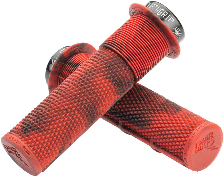 DMR DeathGrip Flanged Grips - Thick Lock-On Marble Red-Goodwynn&#39;sGoodwynn&#39;s