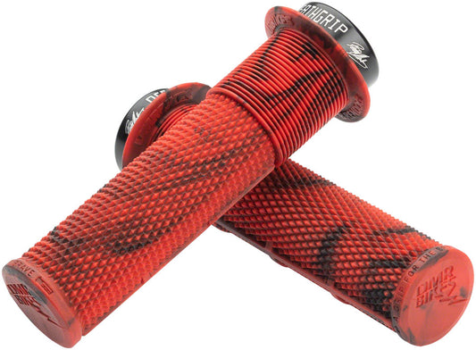 DMR DeathGrip Flanged Grips - Thin Lock-On Marble Red-Goodwynn's