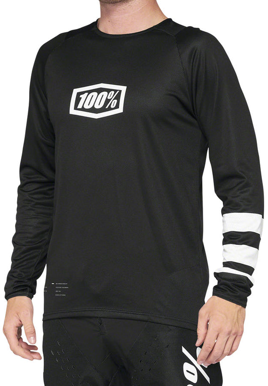 100% R-Core Jersey - Black/White Long Sleeve Mens Medium