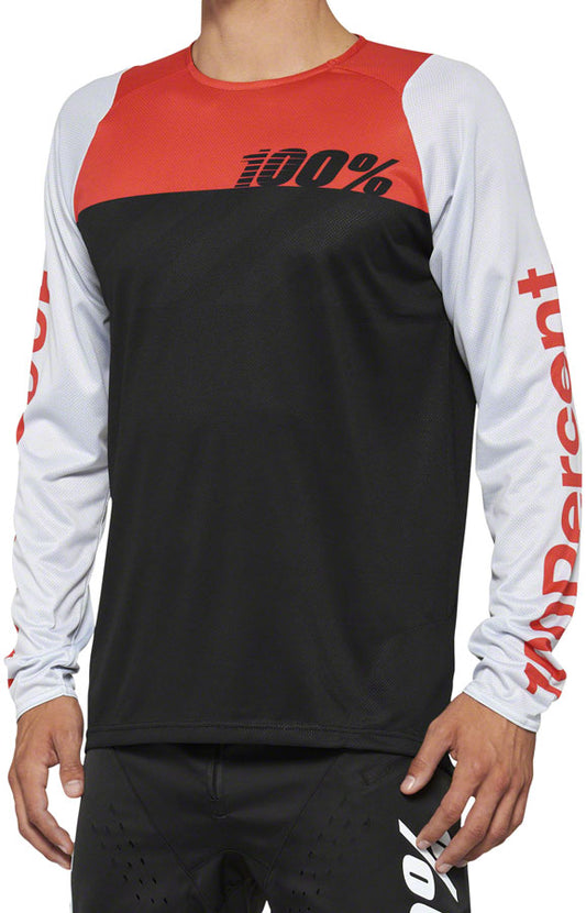100% R-Core Jersey - Black/Red Long Sleeve Mens Large