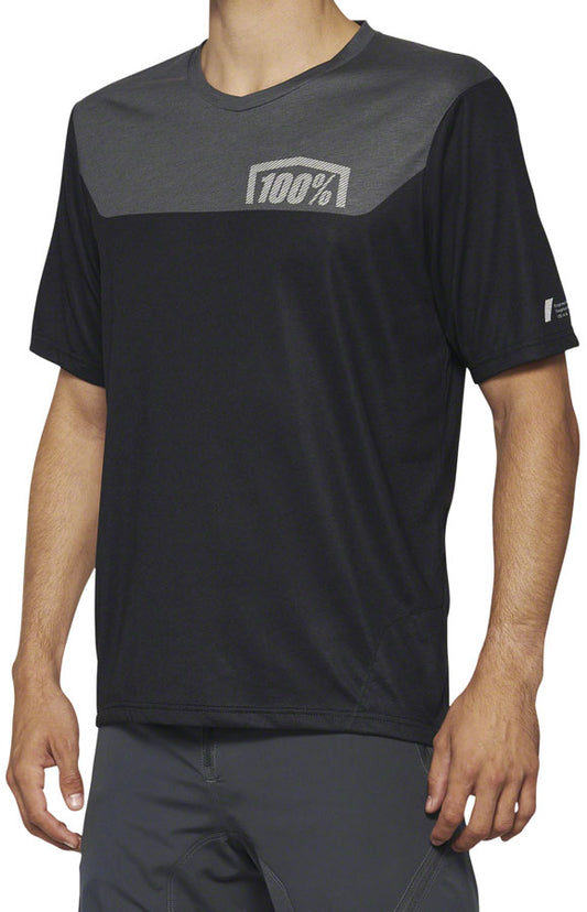 100% Airmatic Jersey - Black/Charcoal Short Sleeve Mens Small