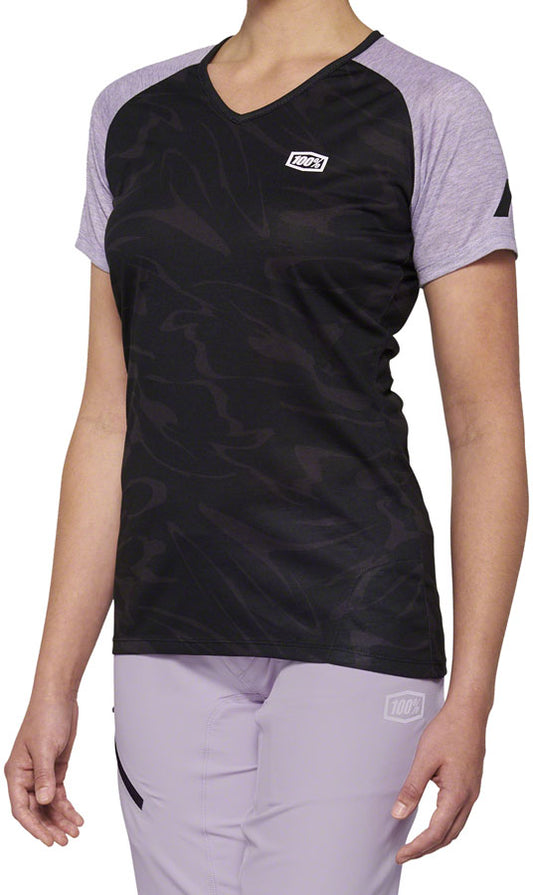 100% Airmatic Jersey - Black/Lavender Short Sleeve Womens Small