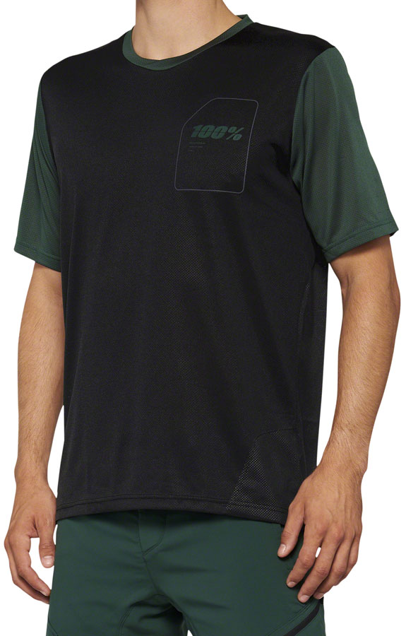 100% Ridecamp Jersey - Black/Green Short Sleeve Mens Small