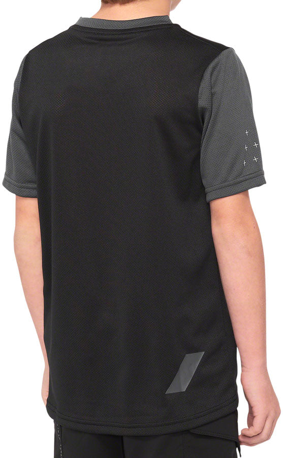 100% Ridecamp Jersey - Black/Charcoal Short Sleeve Youth Small