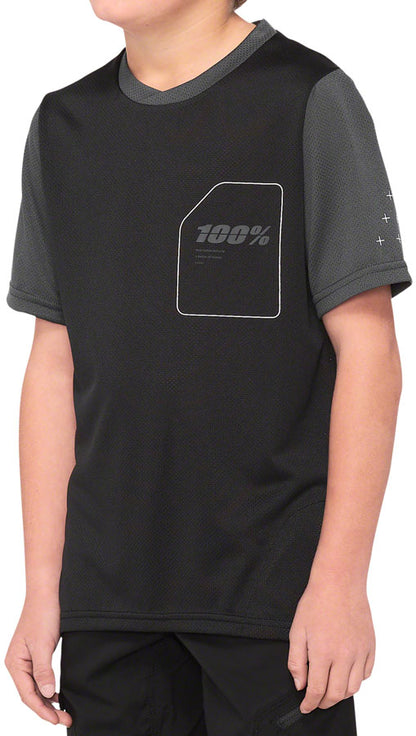 100% Ridecamp Jersey - Black/Charcoal Short Sleeve Youth Small