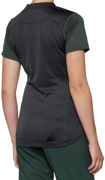 100% Ridecamp Jersey - Charcoal/Green Short Sleeve Womens Small