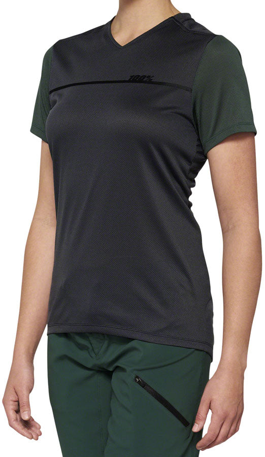 100% Ridecamp Jersey - Charcoal/Green Short Sleeve Womens Small-Goodwynn&#39;sGoodwynn&#39;s