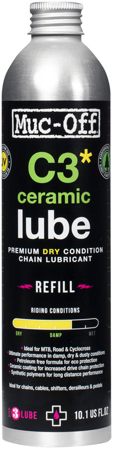 Muc-Off C3 Dry Ceramic Bike Chain Lube - 300ml Aluminum Refill Bottle-Goodwynn's