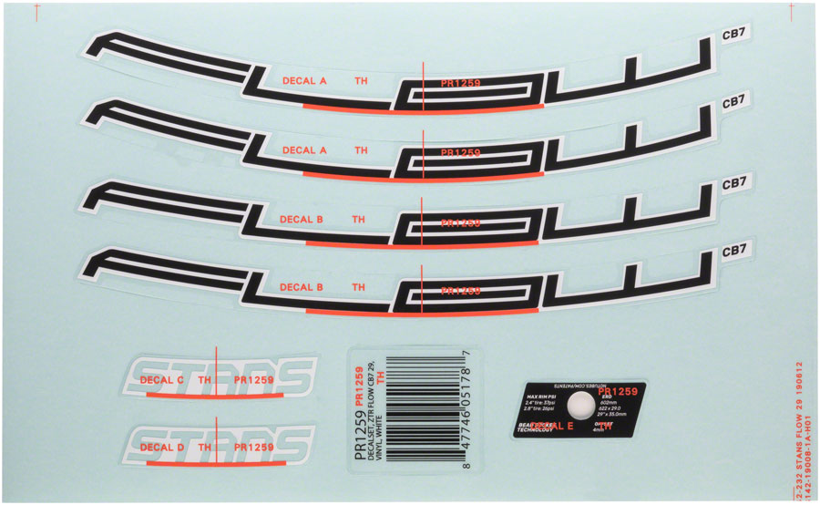 Stans No Tubes Flow CB7 Rim Decal - 27.5" White Set-Goodwynn&#39;sGoodwynn&#39;s